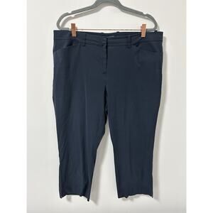 LAFAYETTE 148 WOMEN'S size 12 NAVY COTTON BLEND‎ Button Front CAPRI PANTS